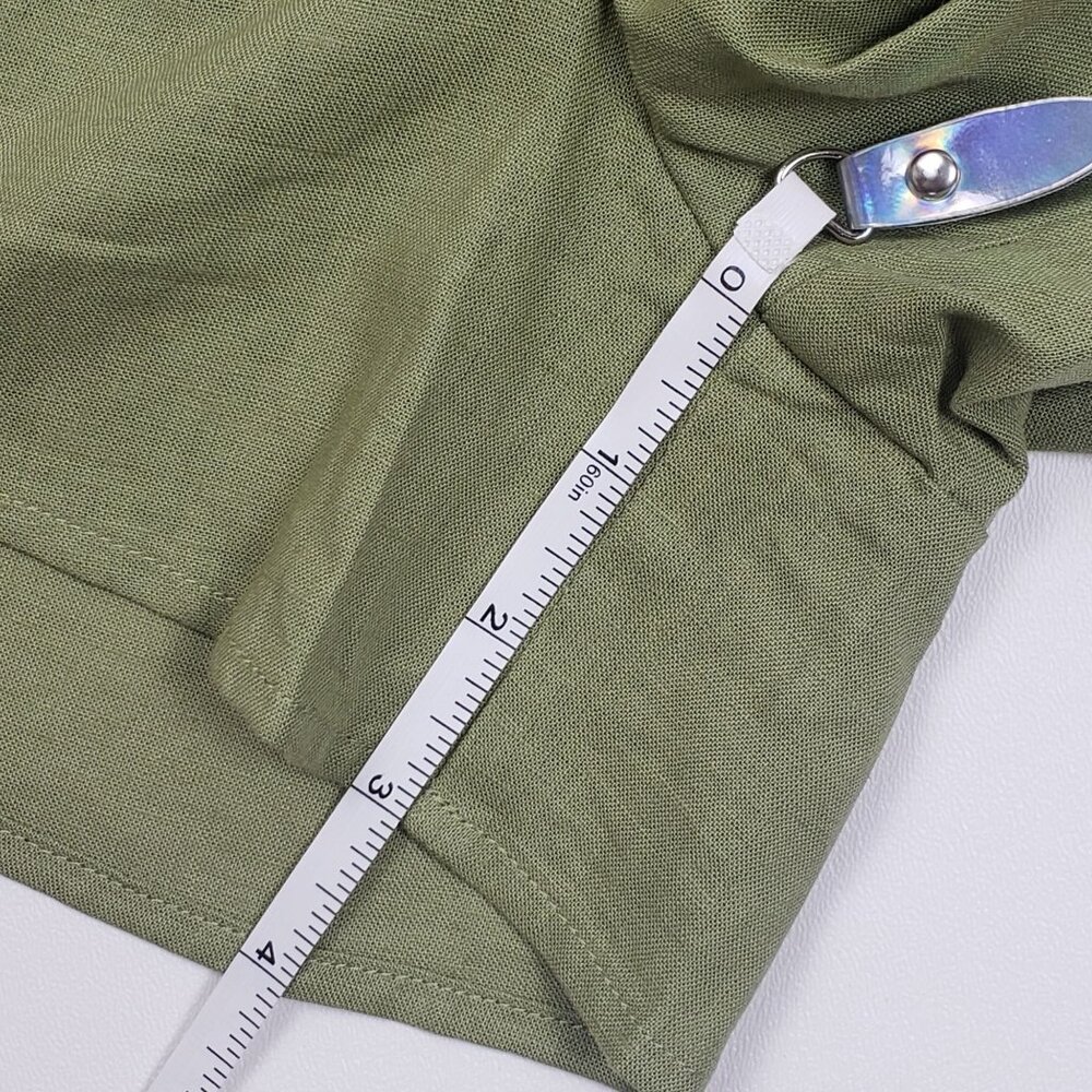 Andie Swim The Graciosa Short Women's Sz Small Ivy Green Linen Blend Tassel Ties - Picture 6 of 16